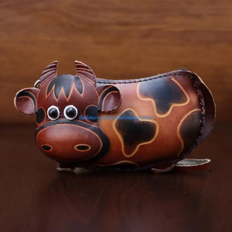 

573B Stylish Cow Shaped Holder Premium Leather With Soft Inner Layer Leather Pendant For Noise Storage