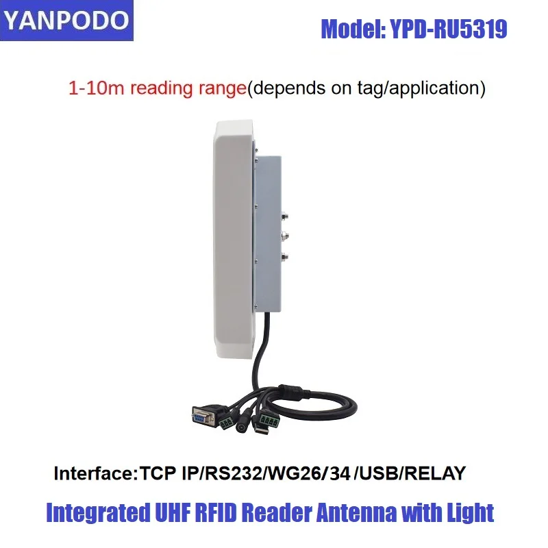 YANPODO UHF RFID Reader with Light RS232 WG26 10M built in 9dbi antenna free SDK for Vehicle Charge System and Personal Access