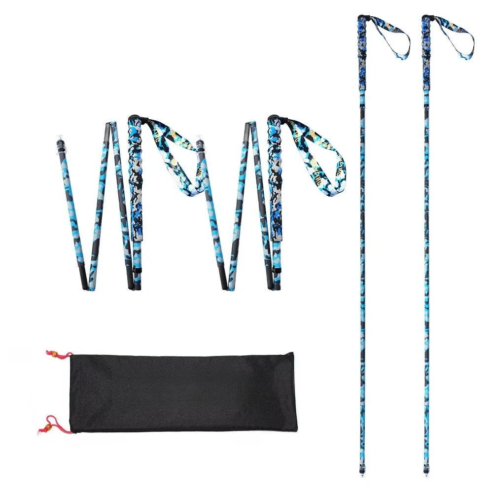 

Portable Lightweight Carbon Fiber Hiking Poles 5-Section Foldable Canes with EVA Handle Two-Piece Package