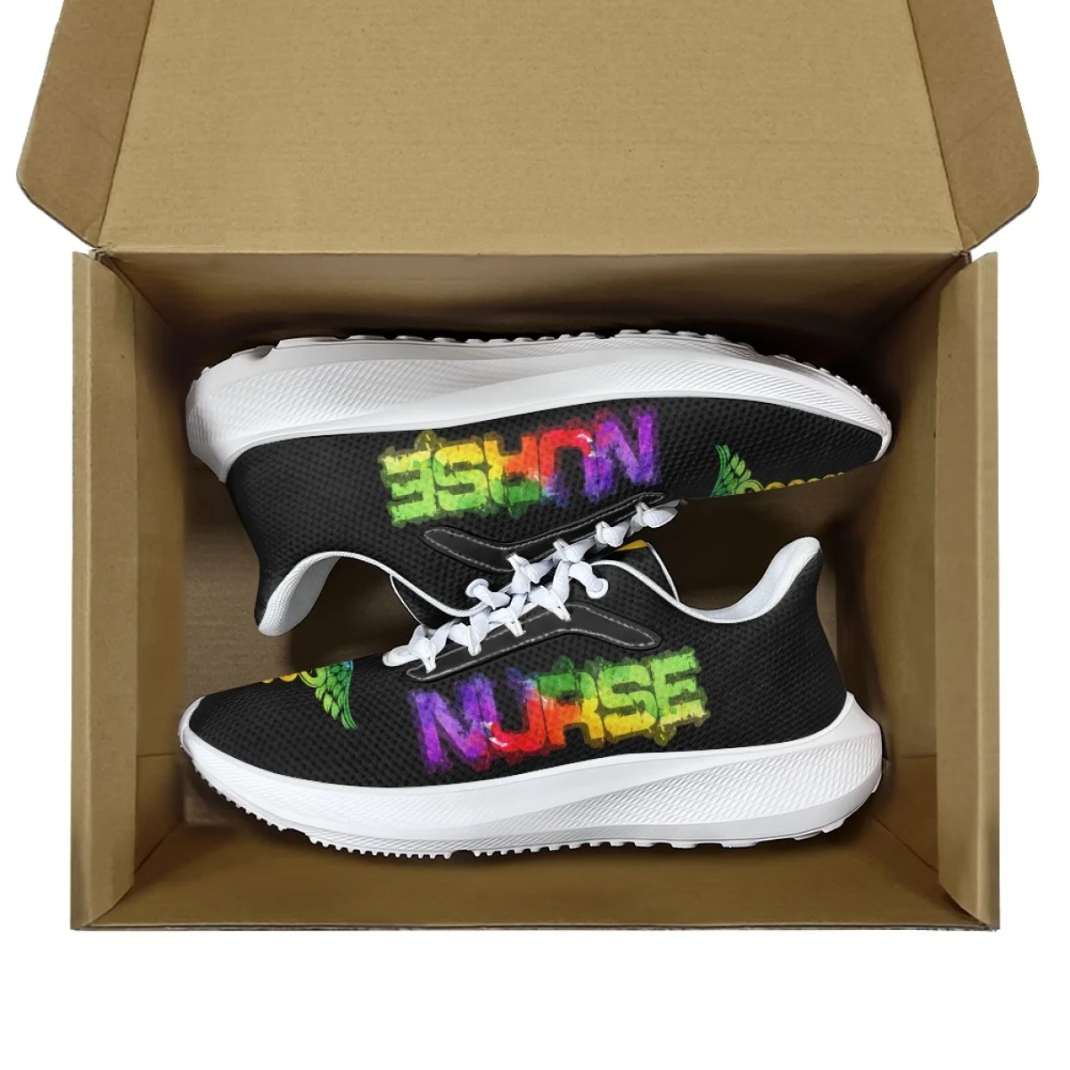 Fashion Nurse Print Sport Running Shoes New Shock Absorption Mesh Shoes Designer Breathable Women Lace Up Footwear Sneakers Spor