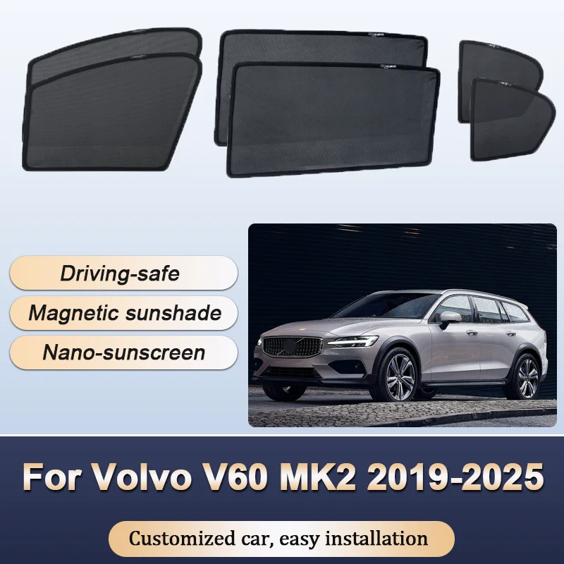 Sun Shades For Volvo V60 MK2 2019 2020 2021 2022-2025 Sunshades Magnetic Heat insulation Privacy Window Visor Car Accessories