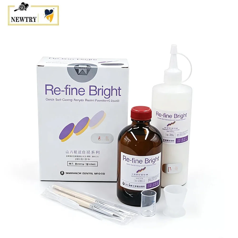 Yamahachi Refine Bright Quick Self Curing Acrylic Resin Denture Base Polymer Powder Liquid Kit Dental Relining Temporary Repair