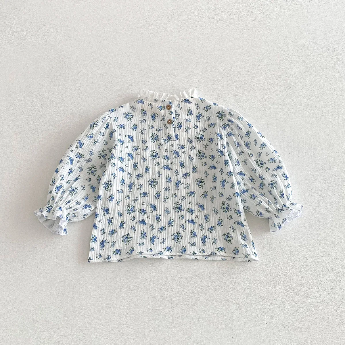 Kleinkind Mädchen Langarm Tops Herbst Leinen Baumwolle Solide Rüschen T-Shirt Blumen Shirts für Kinder Casual Tees Mädchen Blusen 1-6T – Detail 14