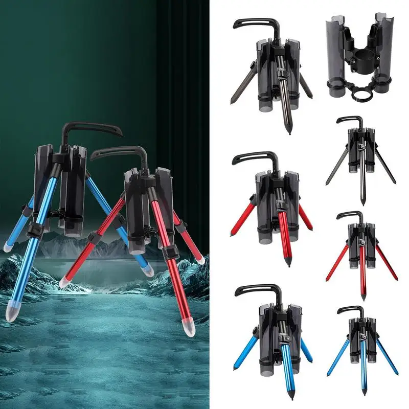 Portable Fishing Rod Support Tripod Fishing Rod Lure Box Stand Barrel Holder Pole Accessories Bracket Tools For 3 Fishing Rods