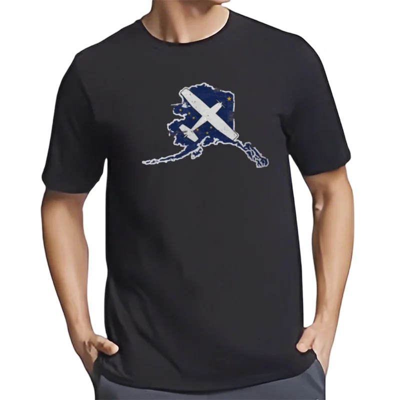 Camiseta Skyhawk de C-1772 con silueta del estado de Alaska y sensación de piloto, camiseta fresca de algodón 6xl, Cessna del estado de Alaska Ak 172 Skyhawk