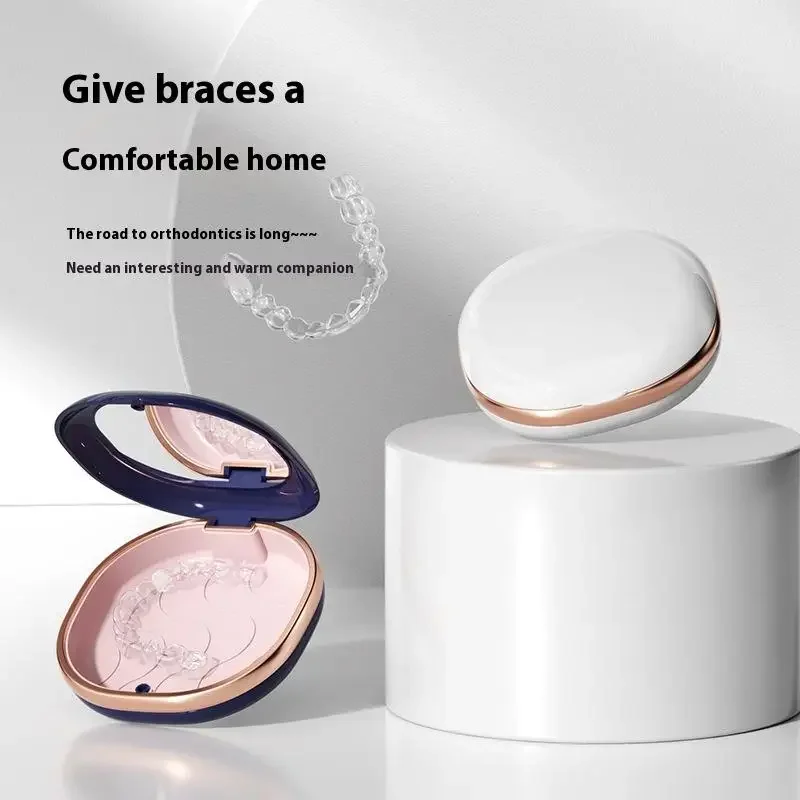 1 Pcs Braces Case With Mirror Dental Retainer Box Case Magnetic Aligner Mouth Guard Container For Teeth Travel False Denture Box