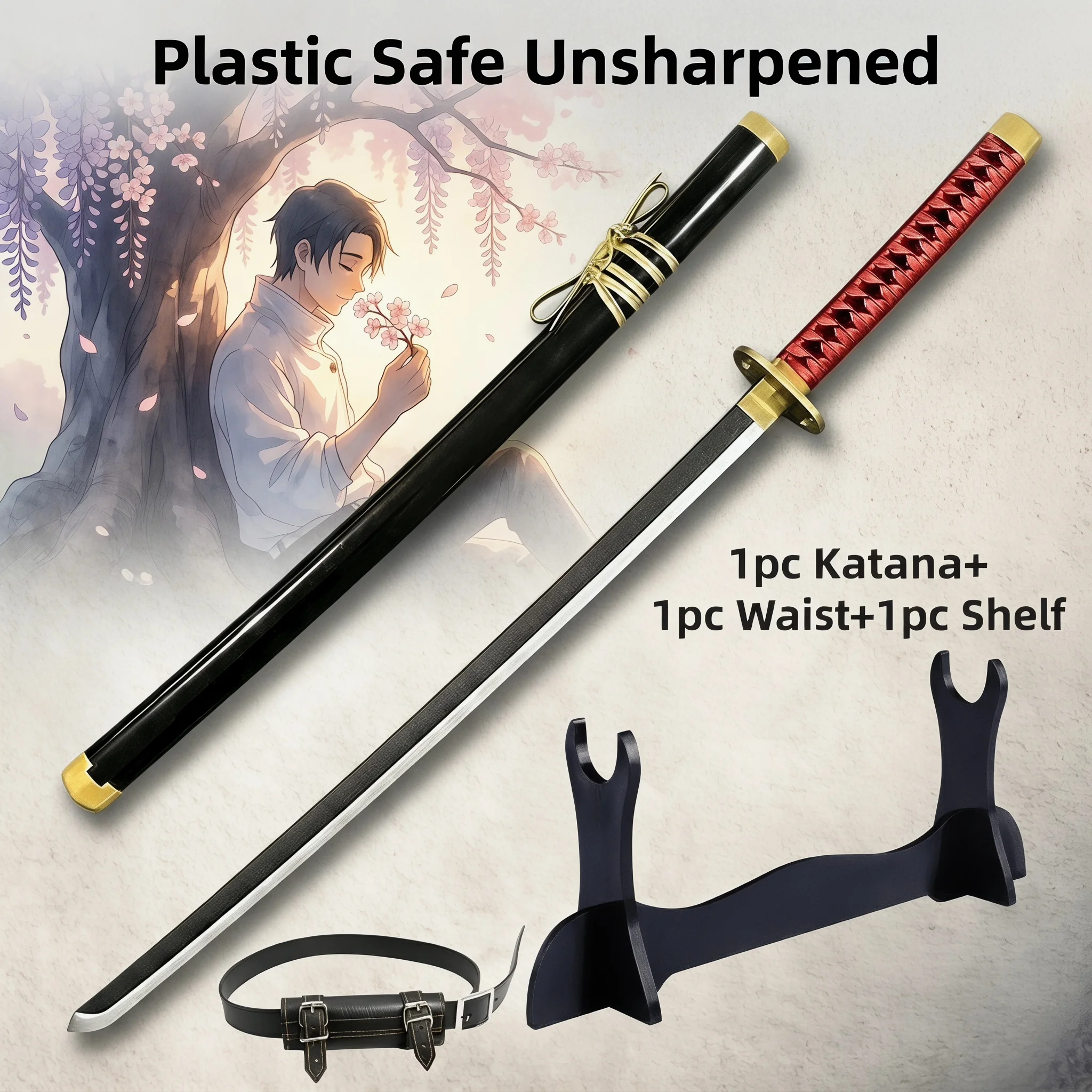 40inch Jujutsu Kaisen Yuta Okkotsu Katana With Stand Set Anime Cosplay Prop Sword Sabre Real Size 1:1 Scale Plastic Toy Gift