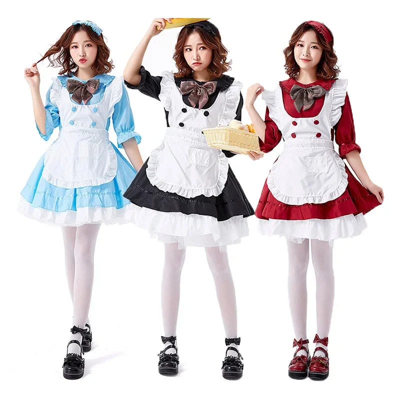 

Cute Lolita Maid Dress Costumes Cosplay Suit for Girls Woman Waitress Maid Party Stage Costumes