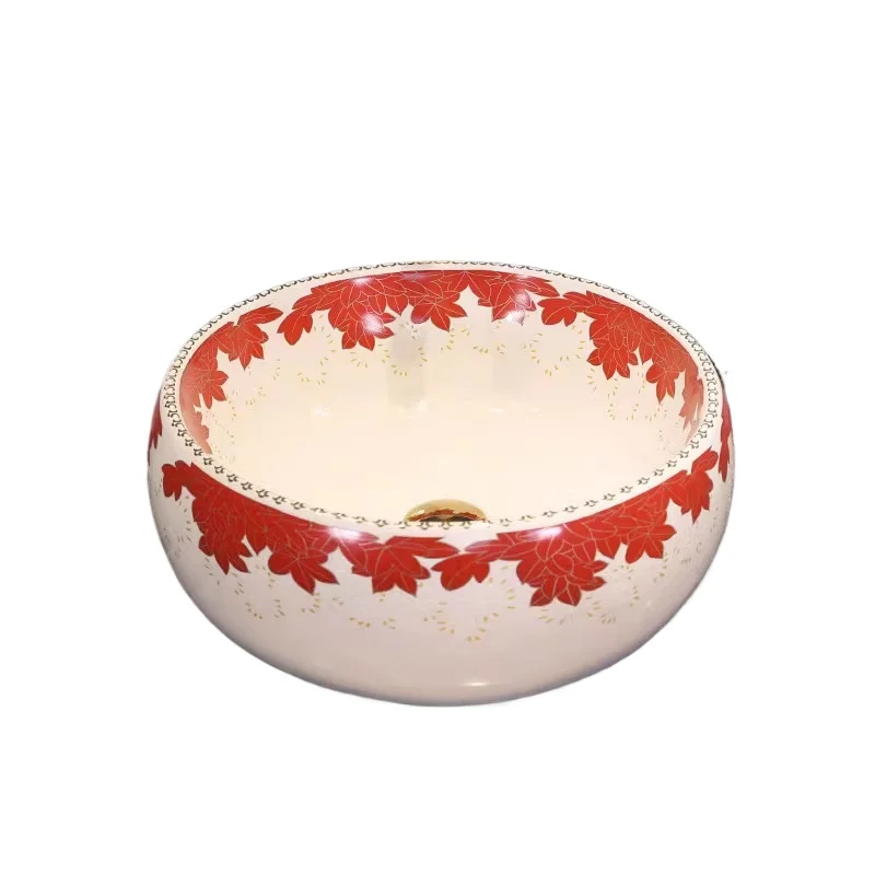 

On-stage basin European washbasin Bathroom Ceramic basin Hand wash Household round