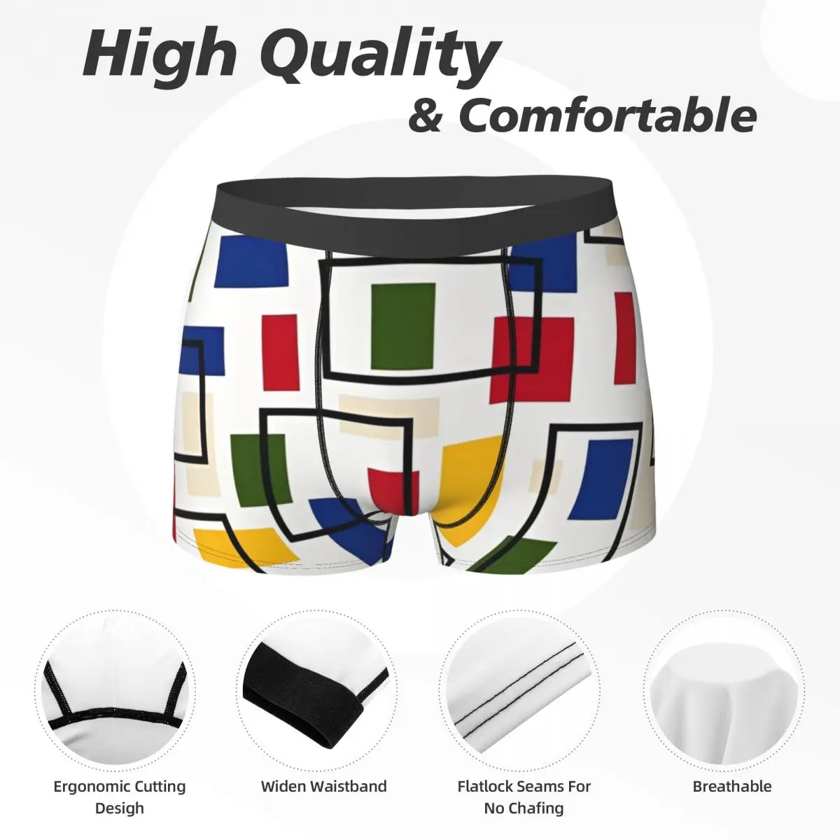 بيت موندريان نمط الملابس الداخلية طباعة Boxershorts رجل ساخن السروال مثير الملاكم موجز هدية عيد ميلاد #5