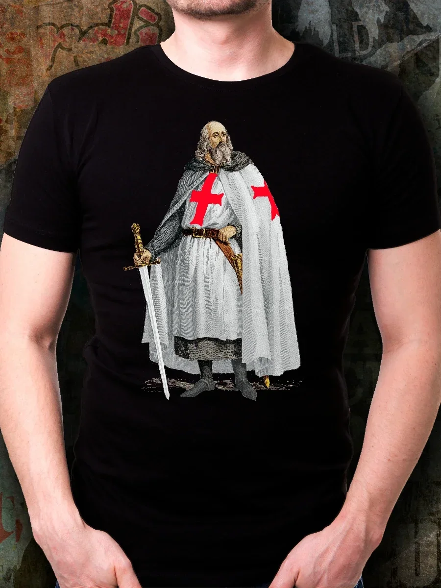 Camiseta De manga corta con cuello redondo para hombre, camisa informal De los Caballeros Templarios, masónica, Jacques De Molay, De verano, 100% algodón