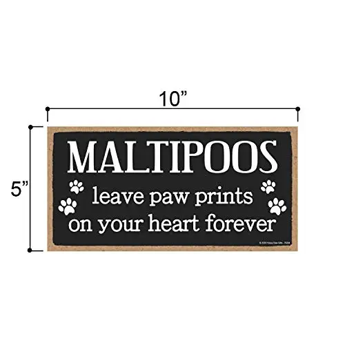 Honey Dew Gifts Maltipoos Leave Paw Prints, Wooden Pet Memorial Home Decor, Decorative Dog Bereavement Wall Sign, 