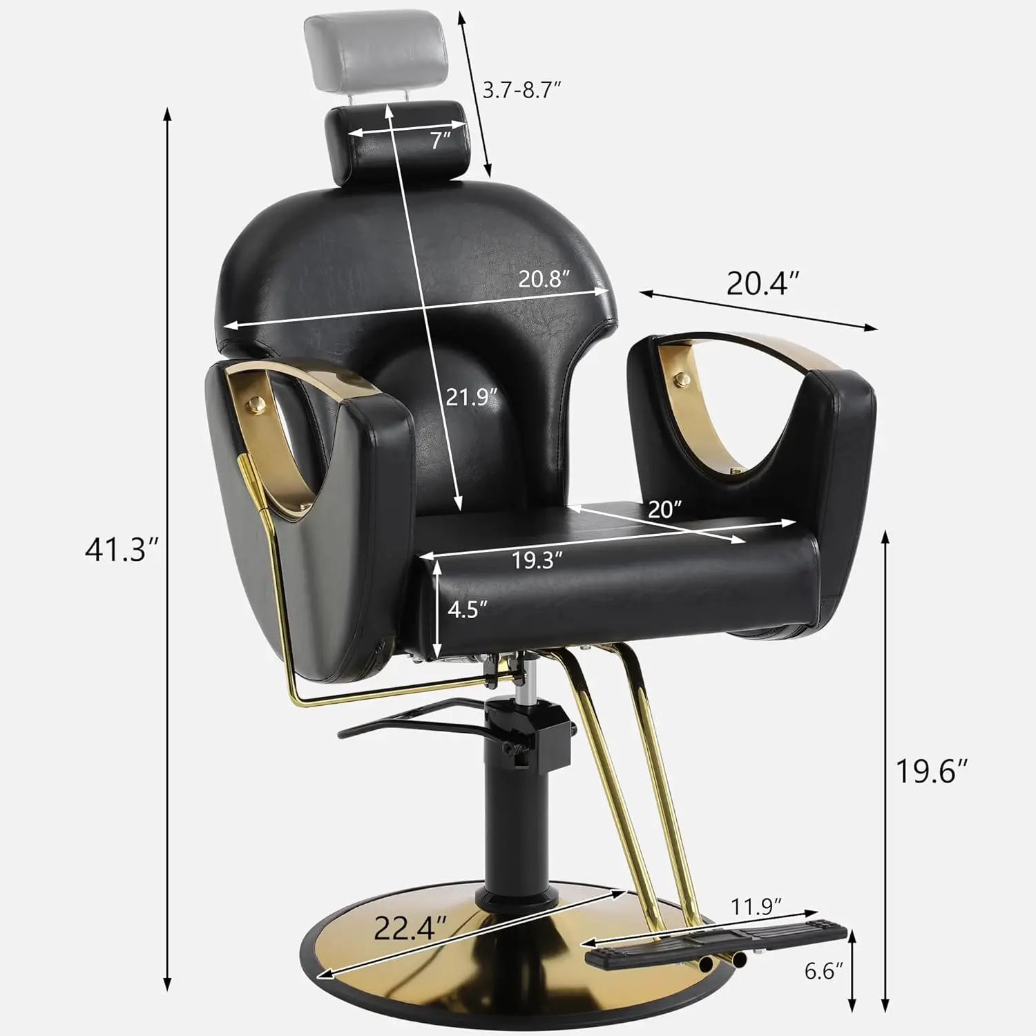 Chaise de Salon Hydraulique pour Coiffeur, Réglable, Inclinable, Rotation à 360, Louvain, Multifonction