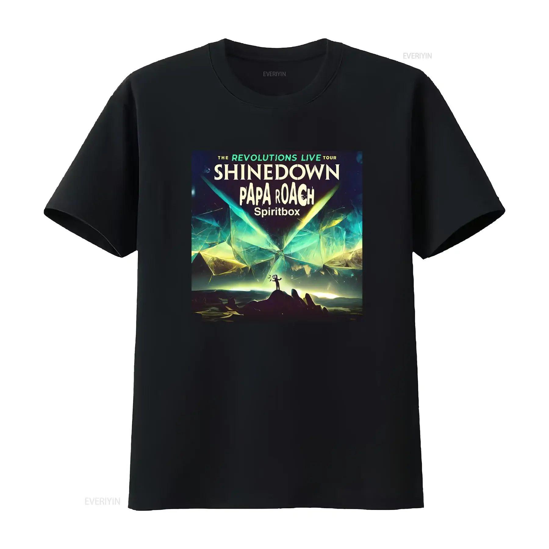 2023 The Revolutions Live Tour Shinedown Papa Roach Spiritbox Concert Band T Shirt vintage Washed Unisex designer clothes