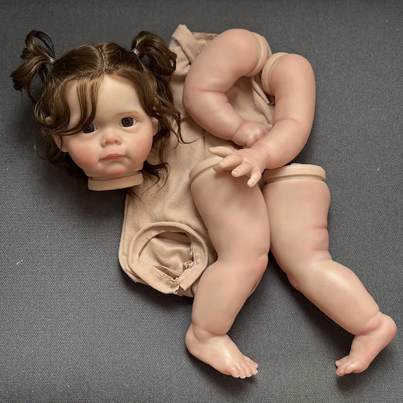 23inch Reborn Doll Kit Newborn Baby Maggi Lifelike Baby 3D Painting Doll Parts with Body and Eyes Visible Veins Same as Pictures