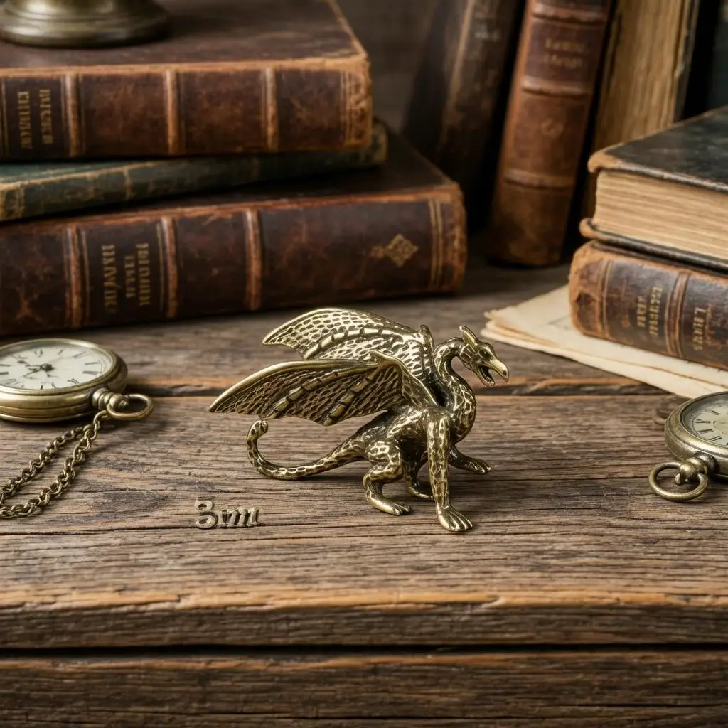 1/5 pieces of statue ornaments, small gifts, brass mythical copper flying dragon statue for collectors and enthusiasts view 3