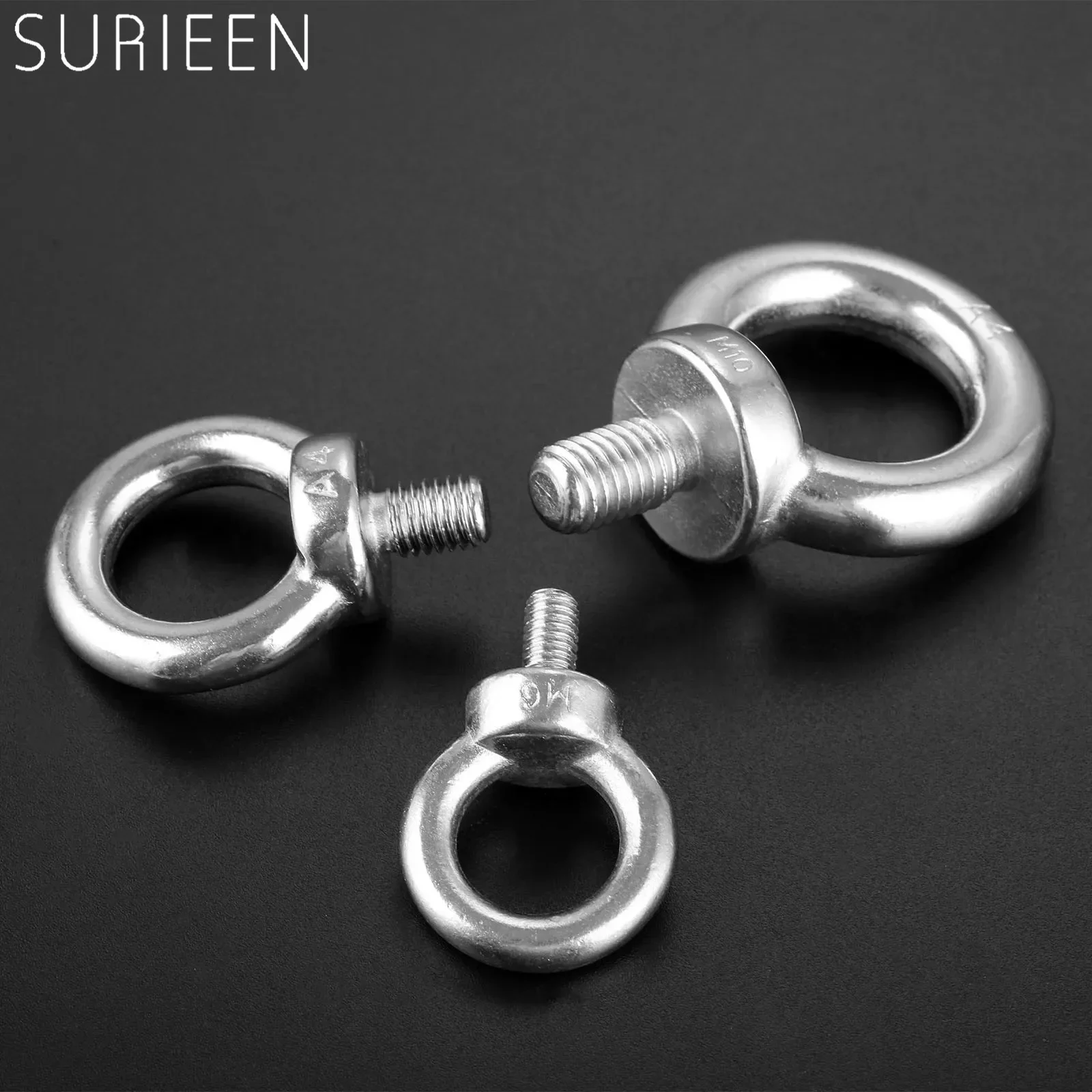 Marine Grade 316 Stainless Steel Eyebolt Lifting Eye Bolts Ring Screw Loop Hole Bolt for Cable Rope Lifting M6 M8 M10 Boat Yacht