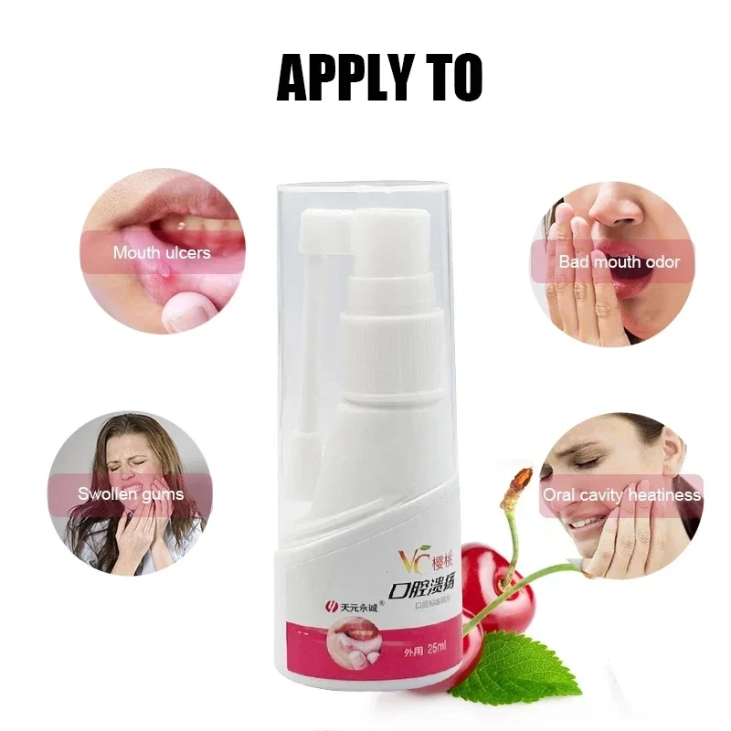 VC Cherry Breath Freshener 25ml Oral Spray Portable Mouth Spray Halitosis Ulcer Treatment Spray Protect Teeth Clean Health Care