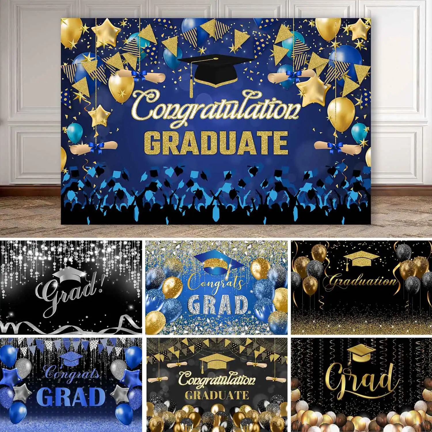 Fondo de temporada de graduación 2025, pancarta, gorra de soltero, globo, fiesta, fondo decorativo, fondo de fotografía