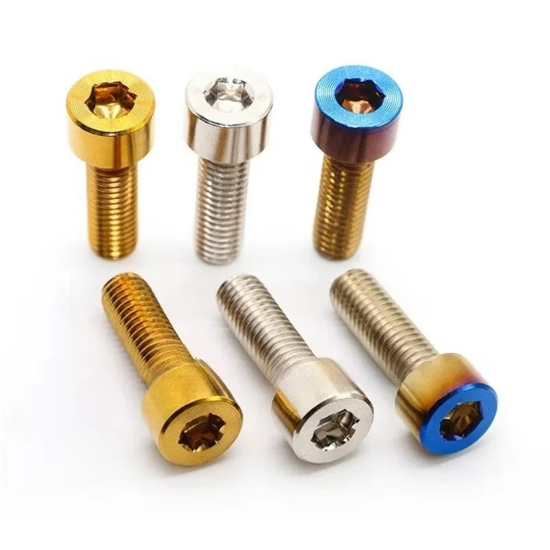 1pcs M8 M10 Titanium Plated 304 Stianless Steel Hex Socket Cap Head Screw Bolt For Bike MTB/Road Bicycle Seatpost Headset Brake