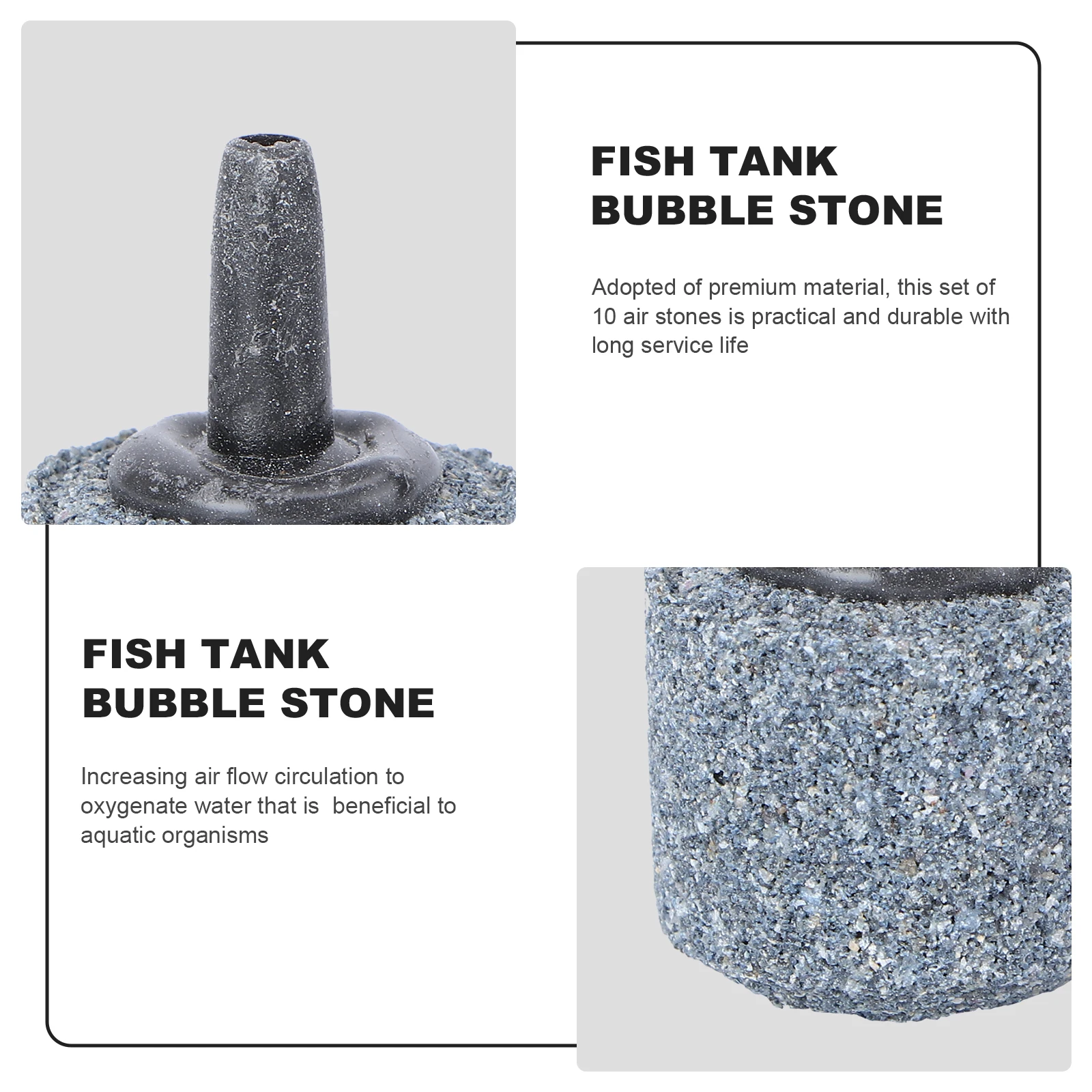 

10pcs Air Stone Oxygen Diffuser for Fish Tank Aquarium High Temp Fired S Bubbler Pump Uniform Small Dense Bubbles