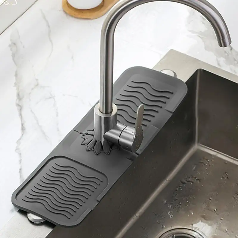 Faucet Draining Mat For Kitchen Dish Drying Mats Fast Drying Design Compact Design Sink Protectors Easy-Clean Non-Slip