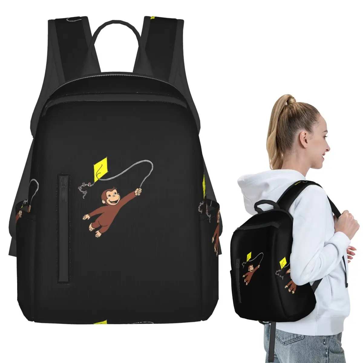 Curious George - Flying Kite Backpack Student BookBag Boys Girls School Bag Laptop Shoulder Bags Men Women