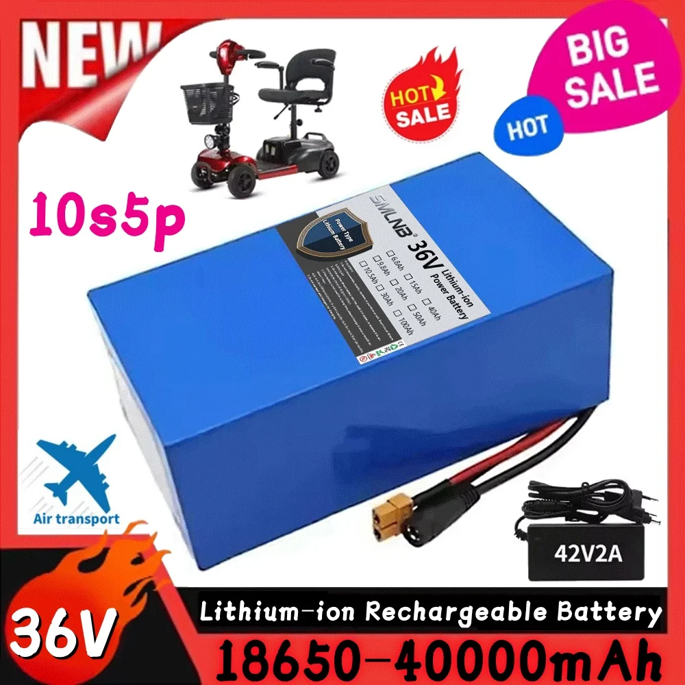 10S5P 36V 40Ah Batterie Lithium-ion Avec BMS Intégré 1000W Moteur for Electric Scooter Batterie Électrique Tricycle Électrique