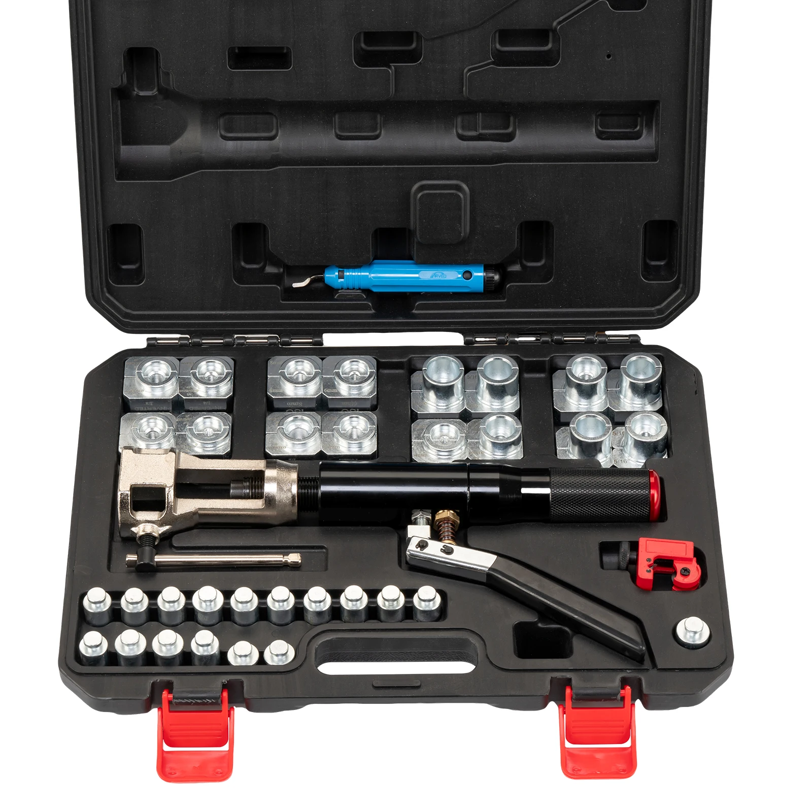 Hydraulic Flaring Tool Kits, 45° Double Flaring Tools, 33PCS Flaring Dies, Brake Repair Brake Flaring Tool for 3/16