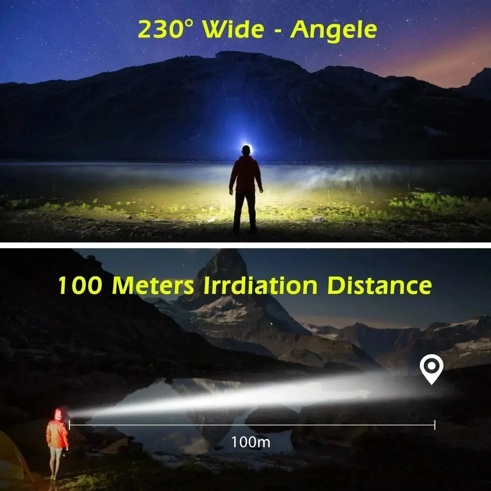 LED Sensor Headlamp Built-in Battery USB Rechargeable Head Flashlight Headlight LED Head Torch Camping Fishing Search Light