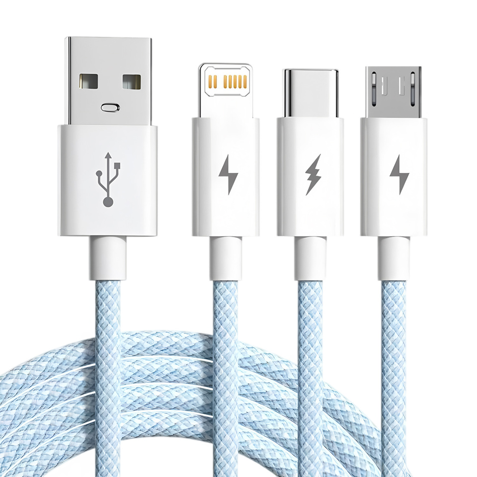  3 in 1 Fast Charging Cable Multi Charger Cord Type C Micro USB For iPhone Samsung Xiaomi Poco 