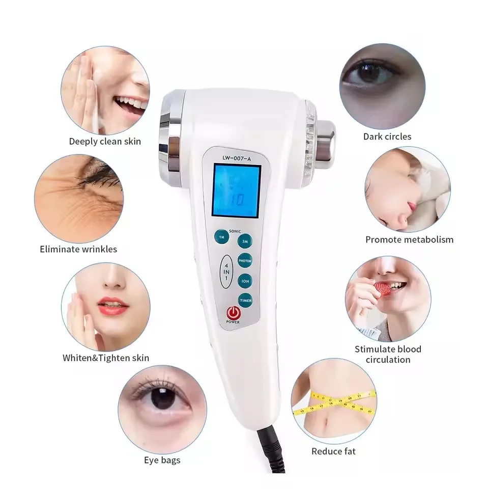 1 Mhz 3 Mhz Ultrasonic Face Skin Care เครื่อง 7 สี LED Photon เครื่องมือความงาม Body Slimming Anti Cellulite อุปกรณ์นวด
