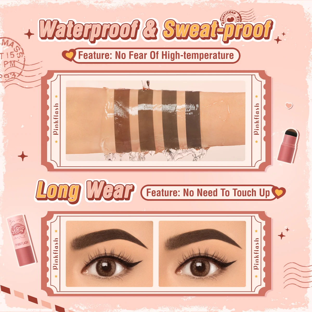 PINKFLASH Multi-use Eyebrow Stamp Powder Waterproof Long Wear Lightweight Eyebrow Enhancers Full Pigment Eyebrow Tints Cosmetics