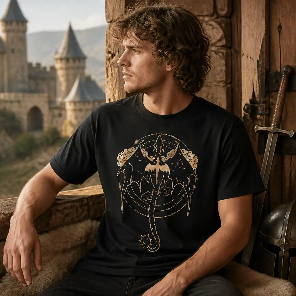 Celestial Tairn and Andarna Fourth Wing Houses of The Dragons Men Retro T Shirt 100% Cotton Clothing Fun Tee Gift T-Shirts