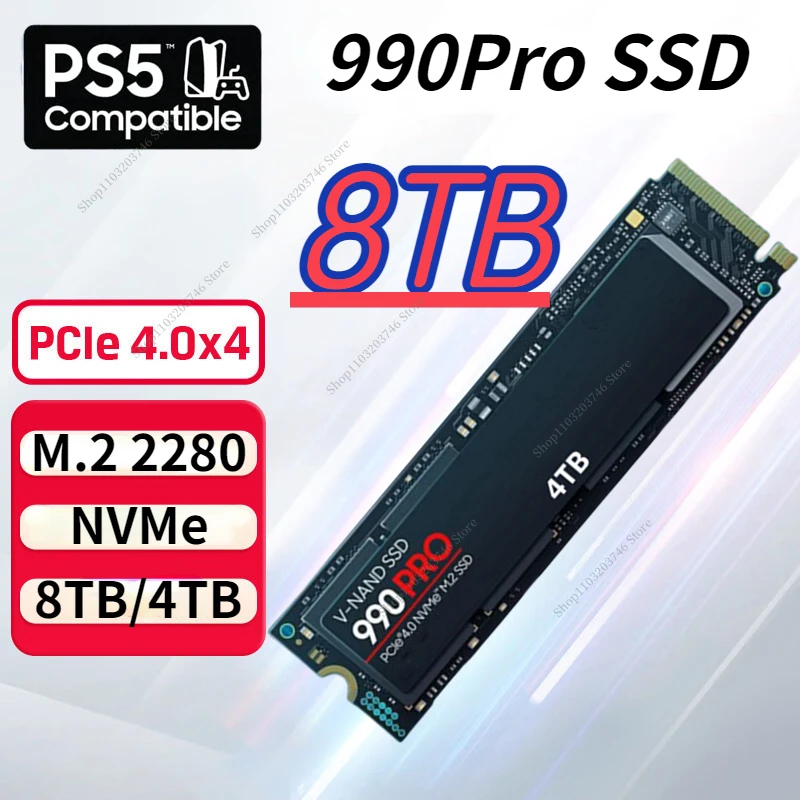 

Newest SSD 990 PRO 1TB 2TB 4TB 8TB Hard Disk M.2 2280 Internal Solid State Drive PCIe Gen 4.0 x 4 NVMe for Desktop PS5 Laptop PC