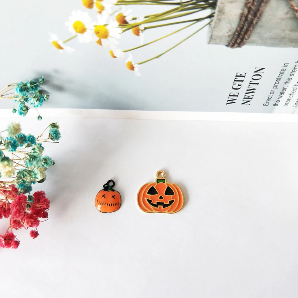 10pcs Alloy Colorful Pumpkin Pendant Charms Fashion Clown Necklace Diy Jewelry Making Accessory Orange Unique Shape Durable