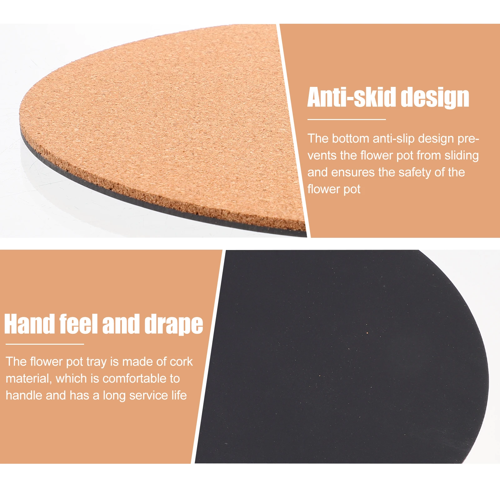 

2pcs Flower Pot Mat Cork Saucer Round Trays Indoor Pots Coasters Garden Plant Pad Plant Pot Pad Recyclable Practical
