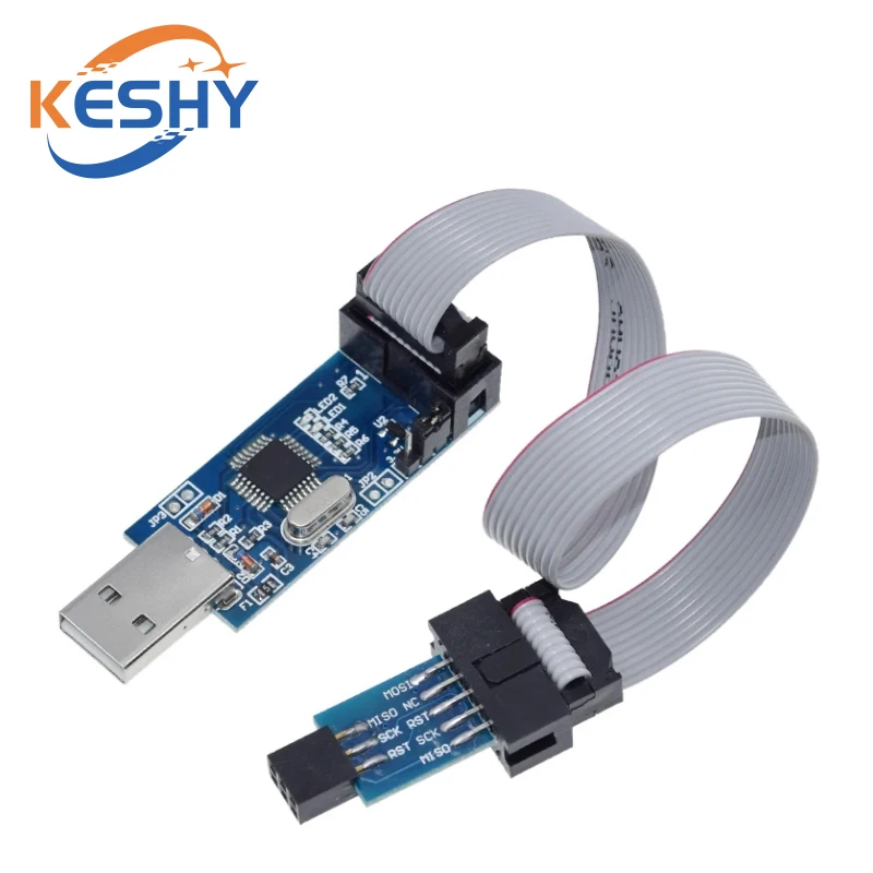 USBASP USBISP AVR Programmer USB ISP USB ASP ATMEGA8 ATMEGA128 Support Win7 64K 10Pin To 6 Pin Adapter Board