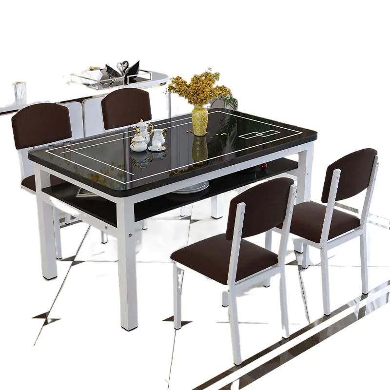 

Tempered, glass, double layer, dining table and chairs, combination, small apartment