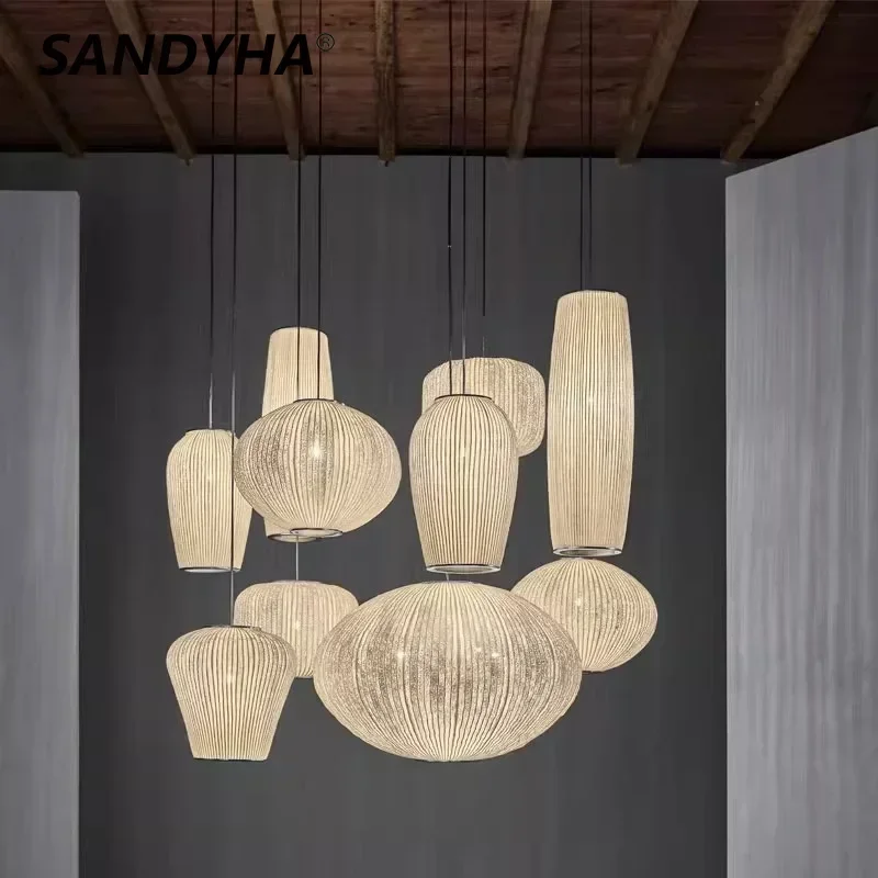SANDYHA Nordic Stainless Steel Designed Chandeliers Living Room Pendant Lights Dining Table Bedroom Home Decor Lamparas Lustre