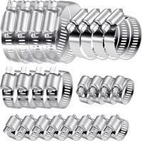 20 Pcs Hose Clamps Set, Adjustable 6-51mm Pipe Clamps Stainless Steel 304 Hose Ties Hose Clamp Screw Clamps for Home Pipe Pool