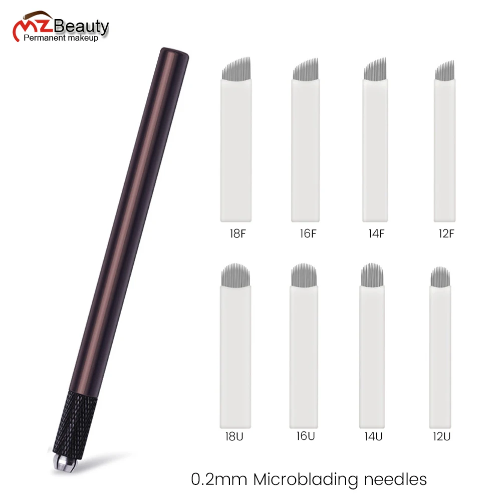 

Microblading Pen 0.2MM White 12/14/18/21 Needles For Embroidery Tools Pernement Makeup Eyebrow Tattoo Supplies OEM Micro Blades