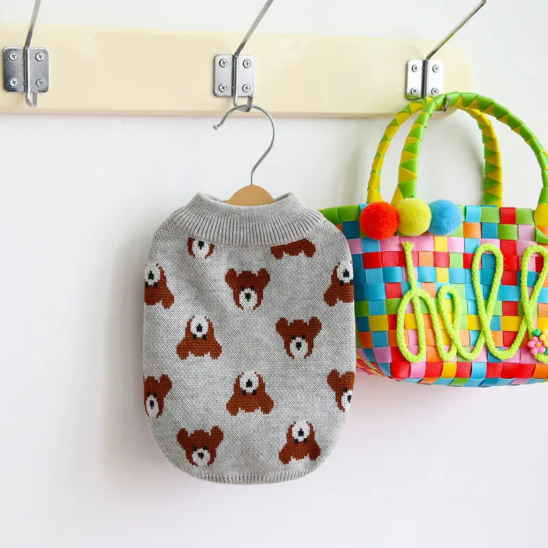 Pet Dog Sweater for Small Medium Dogs Puppy Cat Bear Pattern Cardigan Chihuahua Greyhound Clothes Coat Outfit Costume