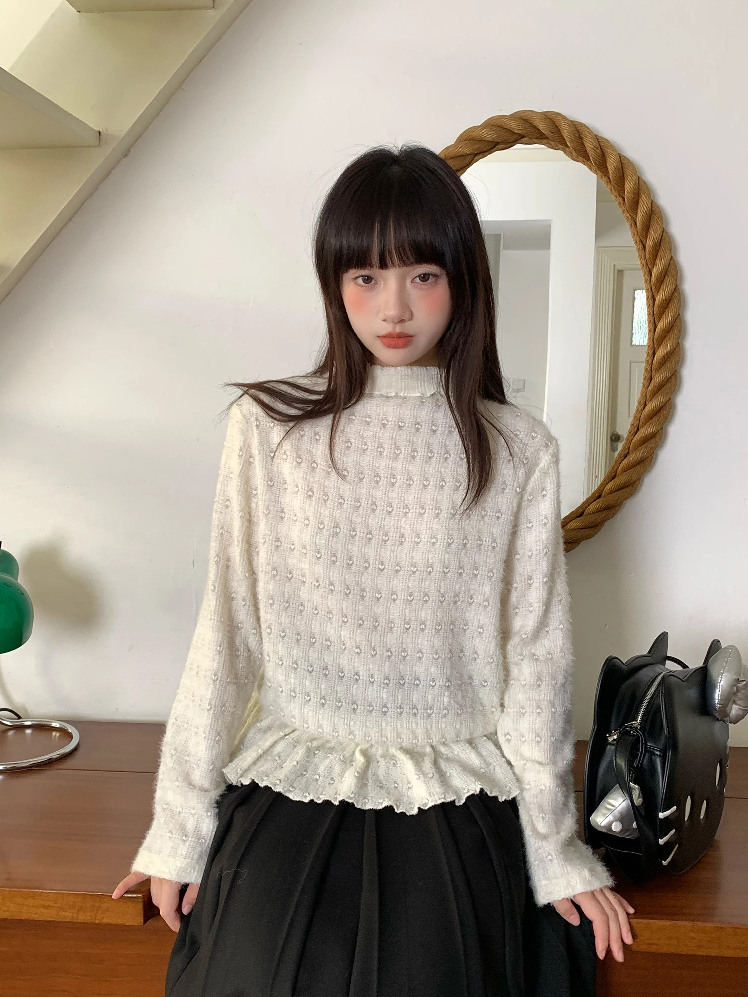 

Hey an Nai Nai Women's Knitted Sweater f High Collar Loose Fit Base Layer irt Winter Warm Faionable Inner Wear