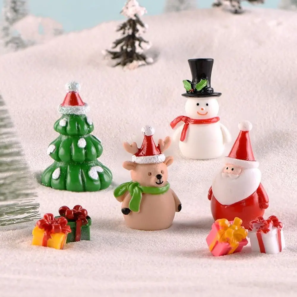 Santa Claus Snow Scene Dollhouse Figures Decoration Fairy Garden Micro Landscape Christmas Miniature Ornaments Figurines