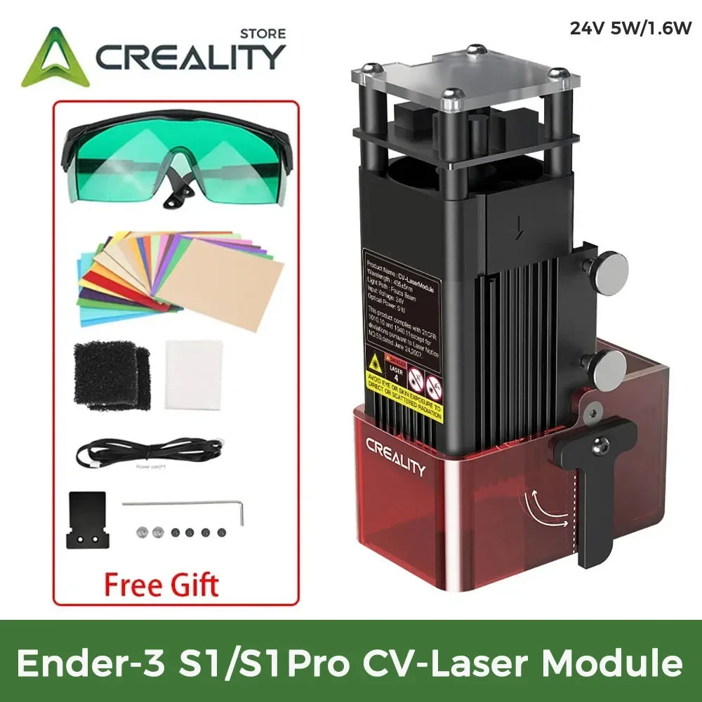 Creality CV-Laser Module Kit 1.6W 5W 24V Safety Protection Precise Focusing for Ender-3 S1/Ender-3 S1 Pro/Ender-3 S1Plus Printer