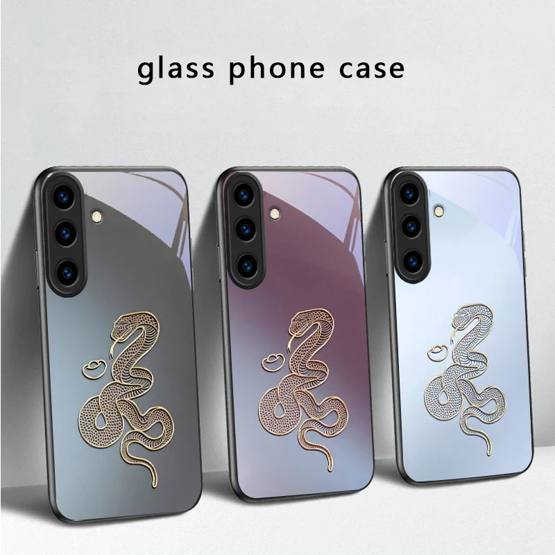 

Xuanjin Secret Pattern For Samsung Galaxy S20 S21 S22 S23 Plus S24 FE S25 Ultra S26 Edge S25+ S20+ S22+ Black Glass Phone Case