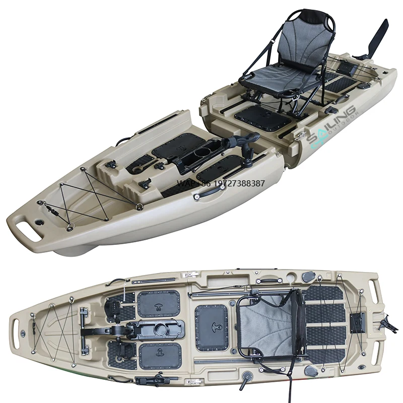 

10ft Modular Hard Plastic Kayak With Double Pedal Drive System 1-Person Sit-On-Top Design Single Paddler Ocean Waters Fishing