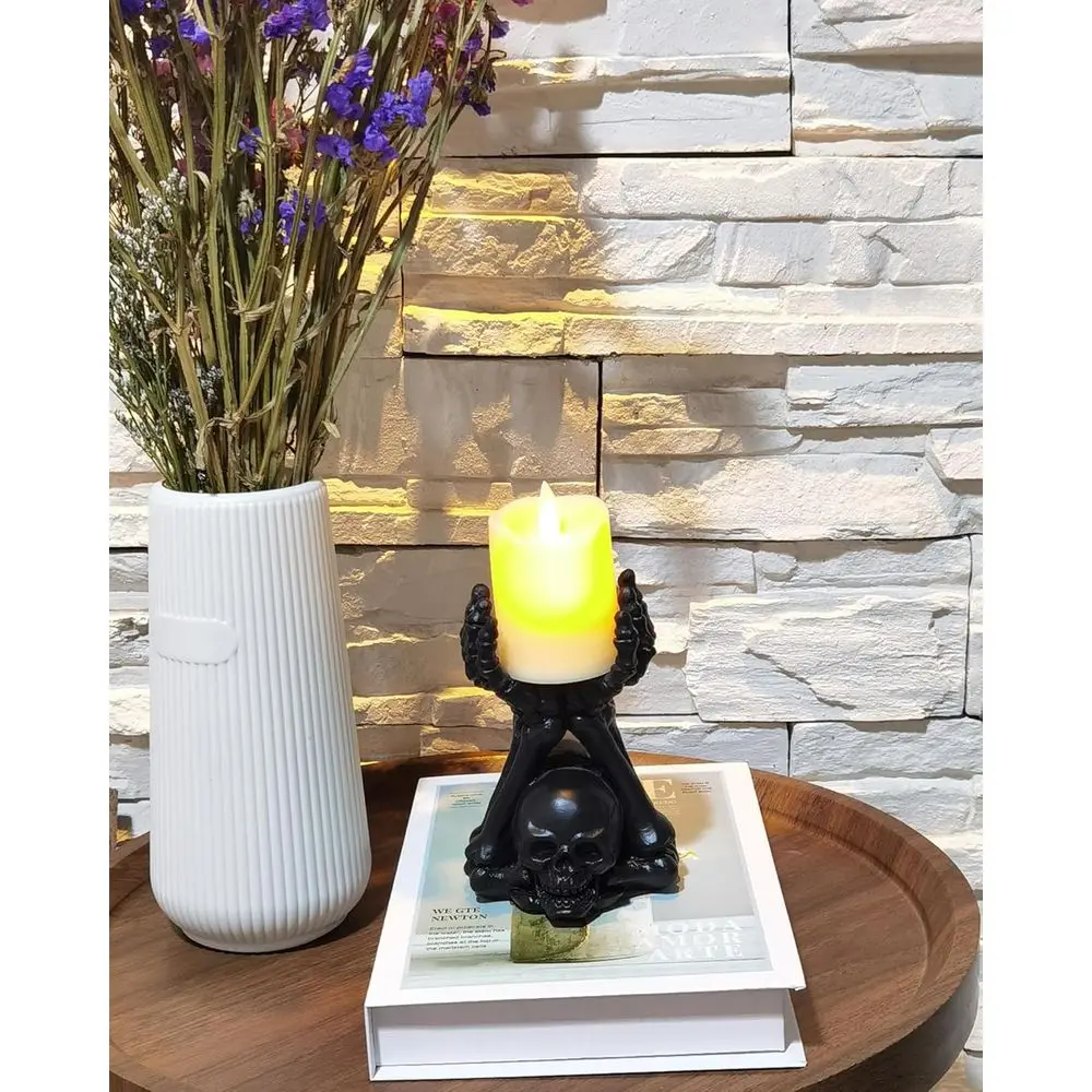 Gothic Candle Holder & Hand Jewelry Holder – Skeleton Hand Organizer for Rings, Bracelets, Watches | Heavy-Duty Polyresin Displa