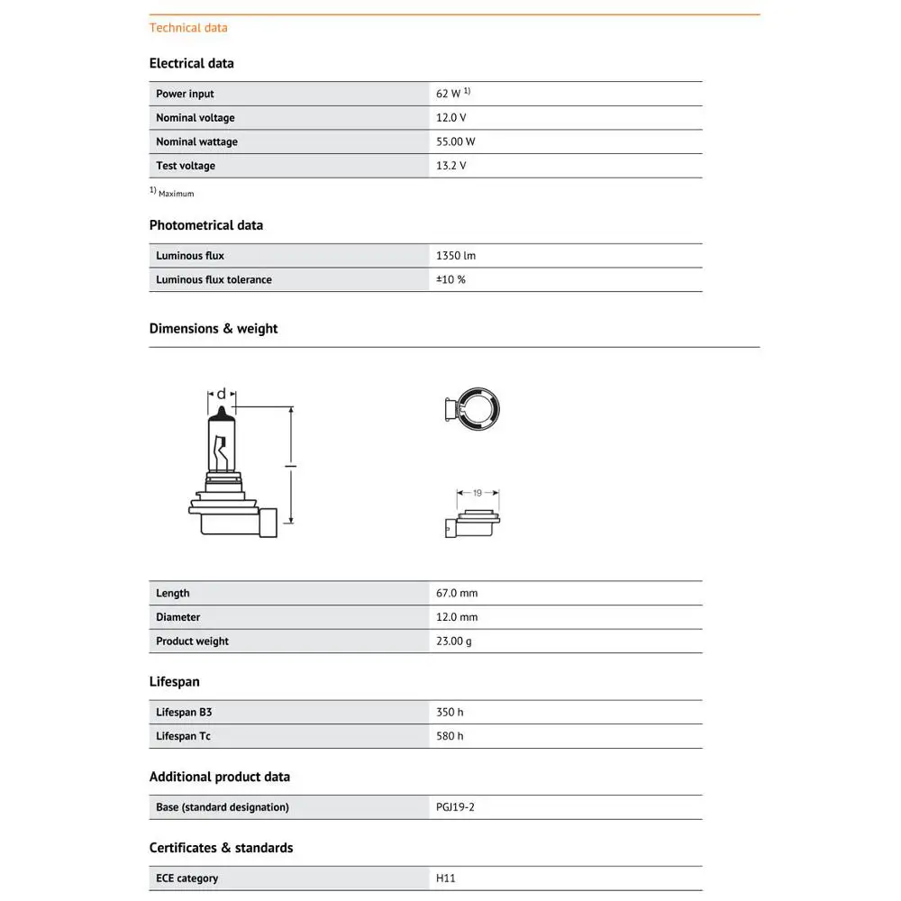 OSRAM-bombilla halógena H11 de 12V, 55W, PGJ19-2, 3200K, 64211 Original, calidad OEM, Alemania, 64211L, venta al por mayor, 10 unidades